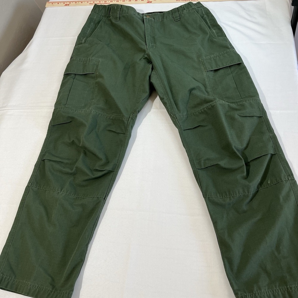 Men's Vertx Olive Green Elastic‎ Side Tactical Style Work Pants Sz 38x32 'Worn'